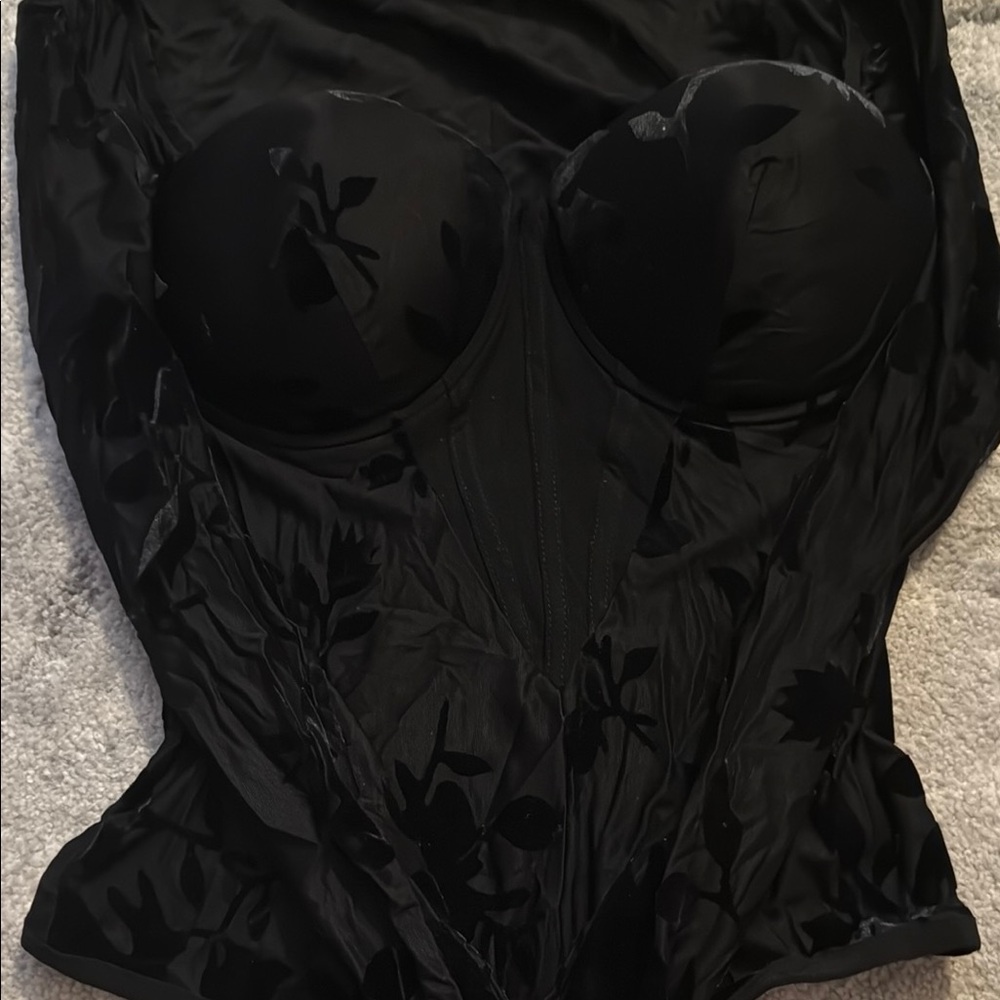 Stylish Black Floral Bustier